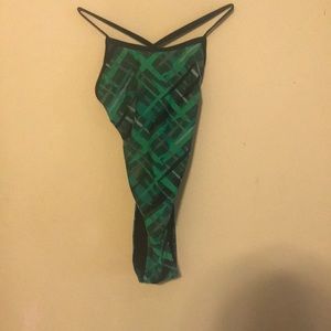 Sporti Green and Black Patterned Swim Suit